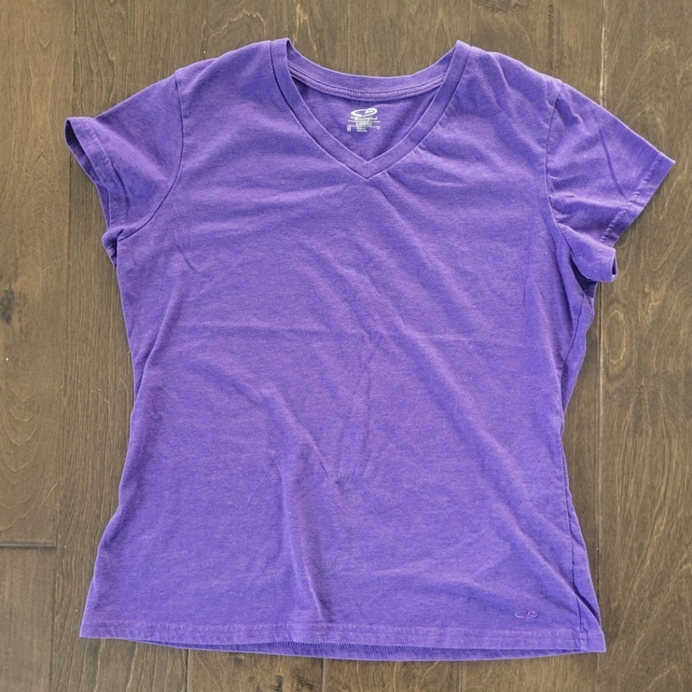Champion C9 Shirt Purple Loose Short Sleeve V-Neck